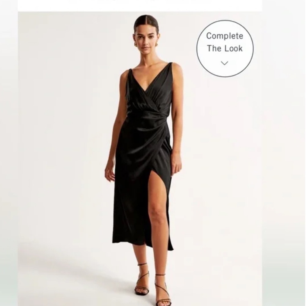 Abercrombie and Fitch Satin Draped Wrap Midi Dress - large petite - NWOT